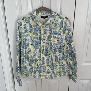 Talbots Floral Blue and Green Blouse 1X. NEW